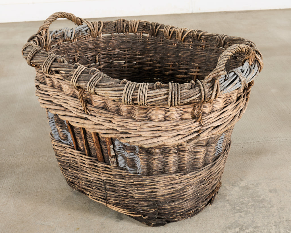 Large Rustic French Provincial Wine Harvest Basket