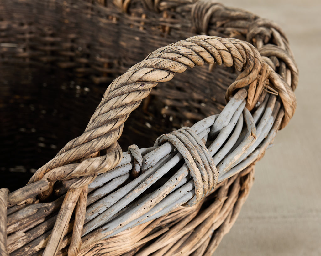 Large Rustic French Provincial Wine Harvest Basket