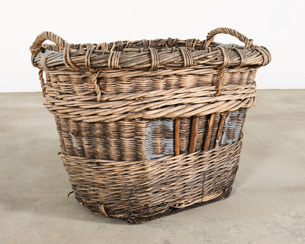 Large Rustic French Provincial Wine Harvest Basket