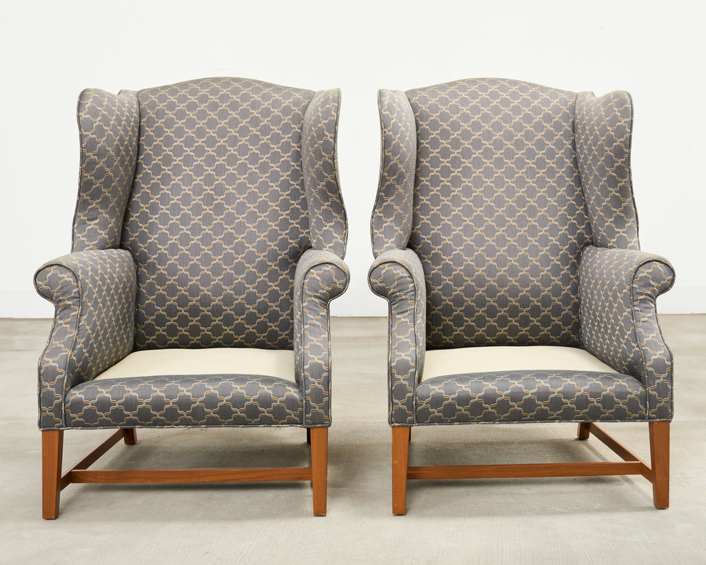 Pair of Midcentury English Georgian Style Wingback Chairs