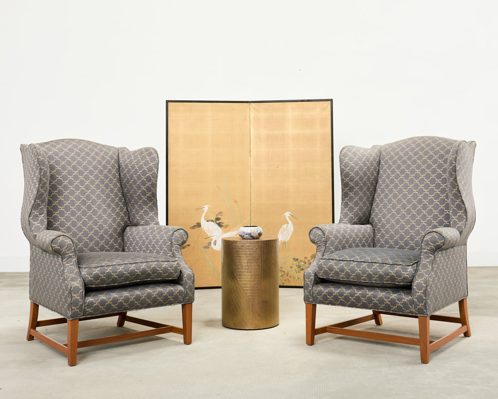 Pair of Midcentury English Georgian Style Wingback Chairs