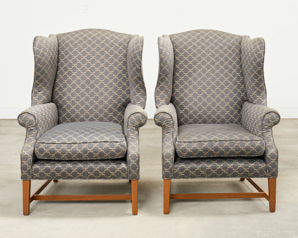 Pair of Midcentury English Georgian Style Wingback Chairs