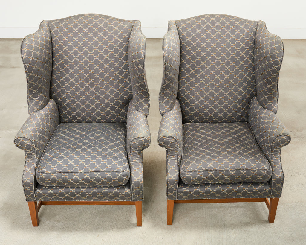 Pair of Midcentury English Georgian Style Wingback Chairs
