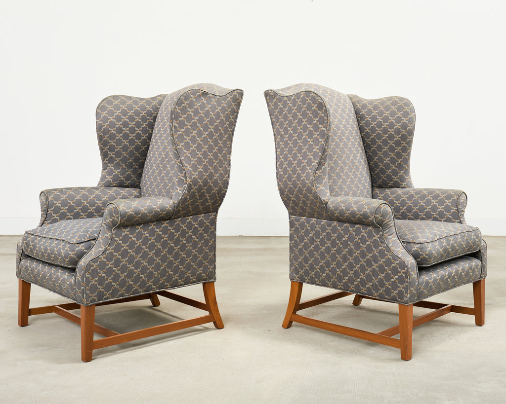 Pair of Midcentury English Georgian Style Wingback Chairs