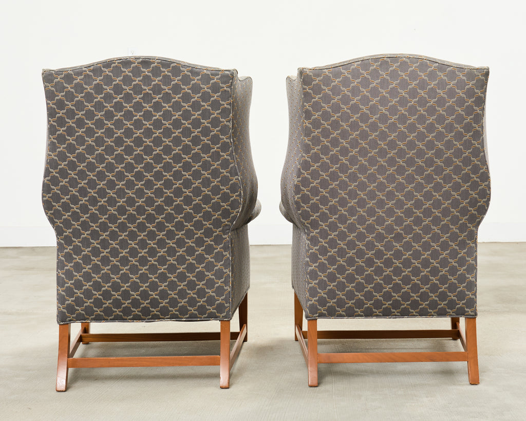 Pair of Midcentury English Georgian Style Wingback Chairs
