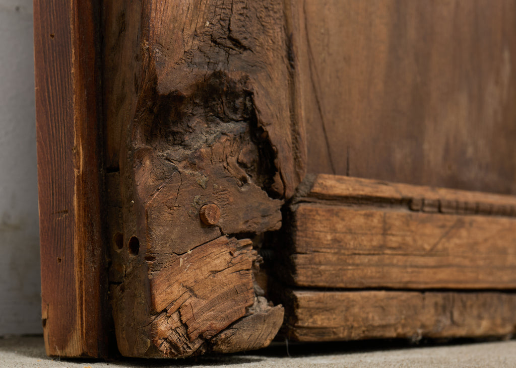 Pair of Rustic 19th C. French Walnut Bifold Wood Doors 9 Ft