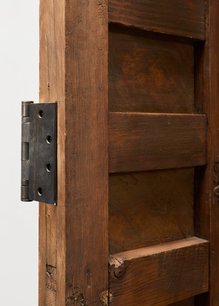 Pair of Rustic 19th C. French Walnut Bifold Wood Doors 9 Ft