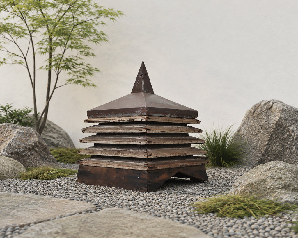 19th C. Pine Zinc Americana Farmhouse Pagoda Form Roof Cupola