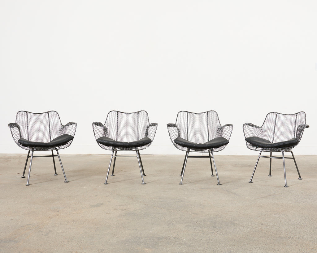 21st Century Set of Four Woodard Sculptura Garden Dining Armchairs