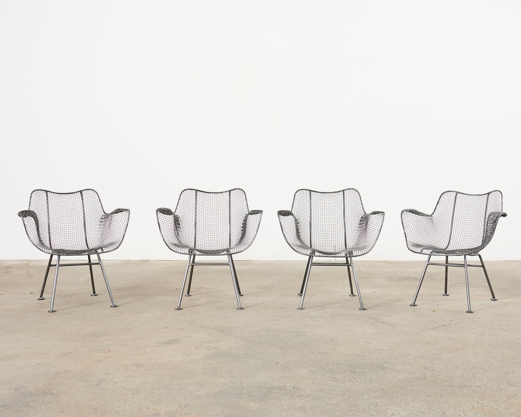 21st Century Set of Four Woodard Sculptura Garden Dining Armchairs