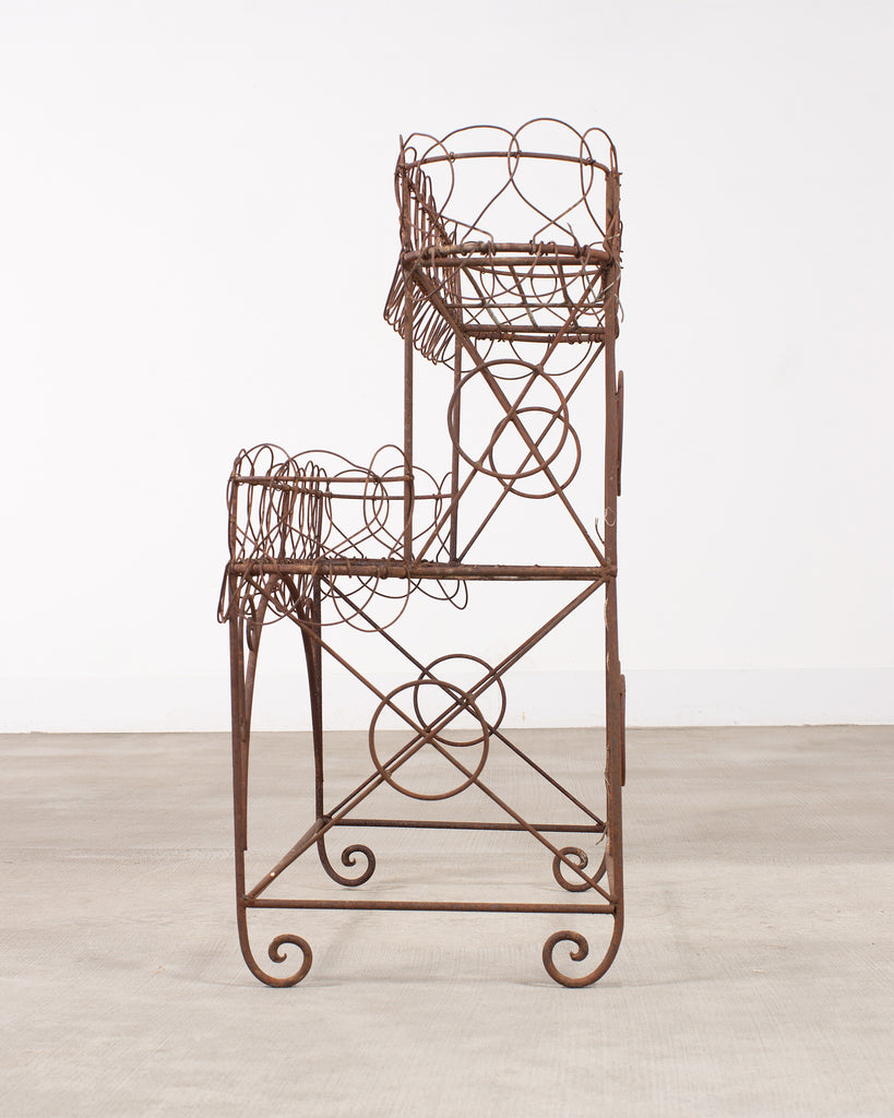 French Art Nouveau Two-Tier Wirework Boulangerie Baker's Rack
