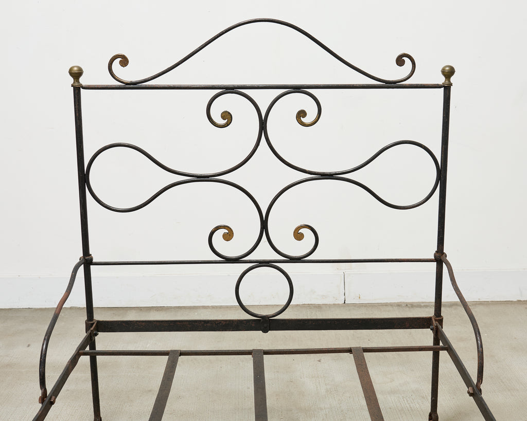 19th C. French Napoleon III Empire Wrought Iron Bronze Daybed