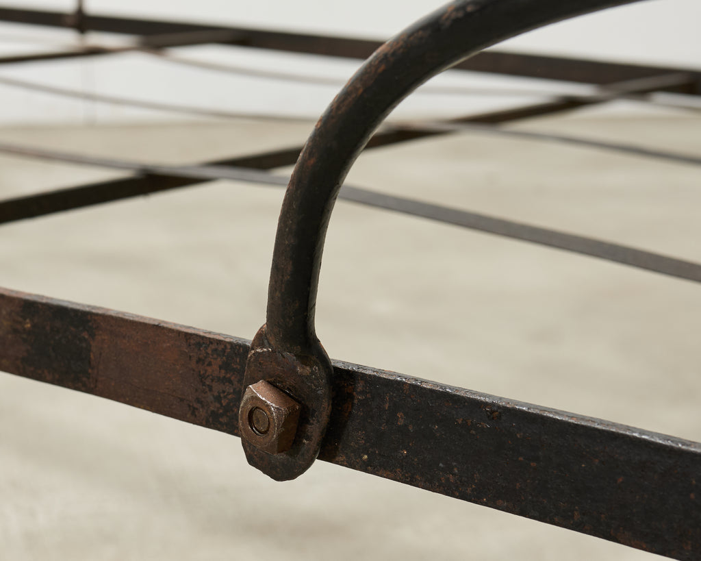 19th C. French Napoleon III Empire Wrought Iron Bronze Daybed