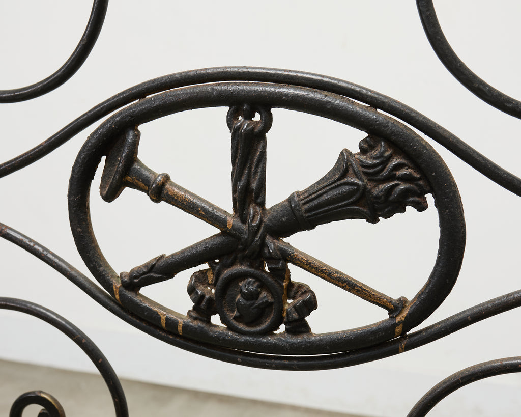 19th C. French Napoleon III Empire Wrought Iron Bronze Daybed