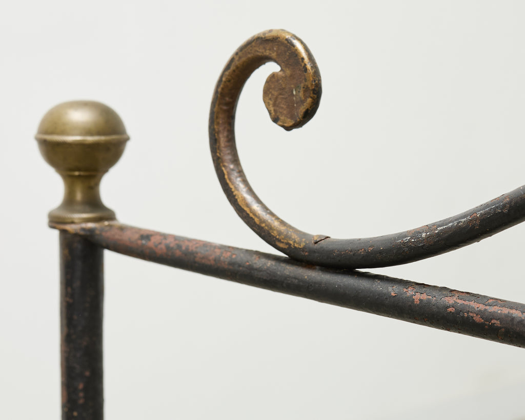 19th C. French Napoleon III Empire Wrought Iron Bronze Daybed