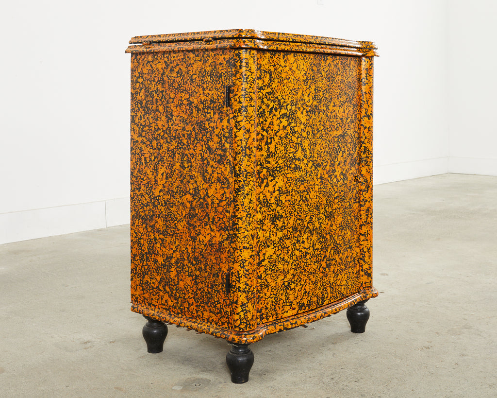 Lacquer Speckled Sewing Table Cupboard by Artist Ira Yeager