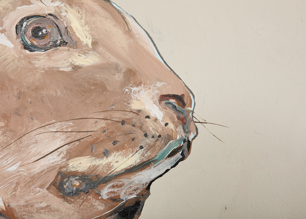 Ira Yeager Bunny in Overalls Oil Canvas 6.5 Ft.