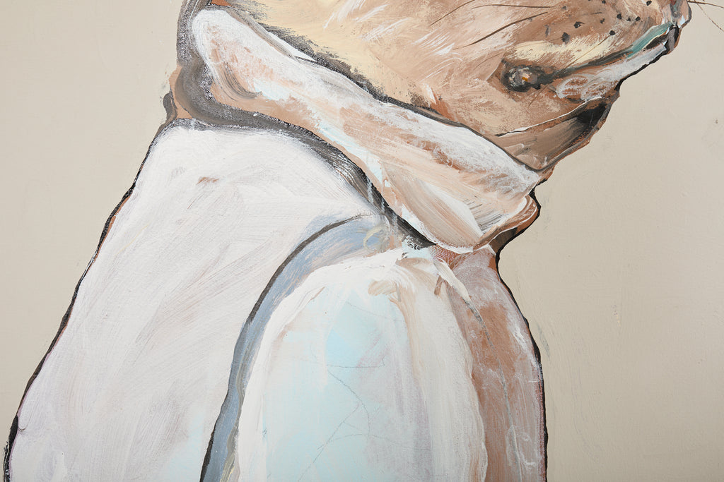 Ira Yeager Bunny in Overalls Oil Canvas 6.5 Ft.