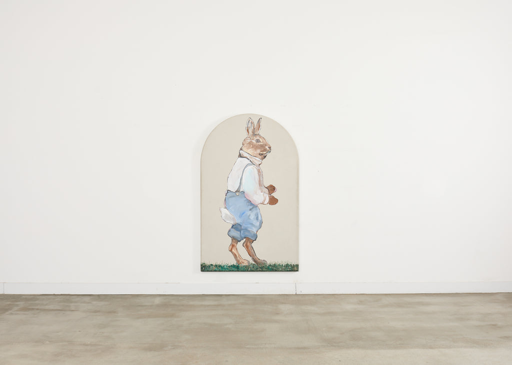 Ira Yeager Bunny in Overalls Oil Canvas 6.5 Ft.