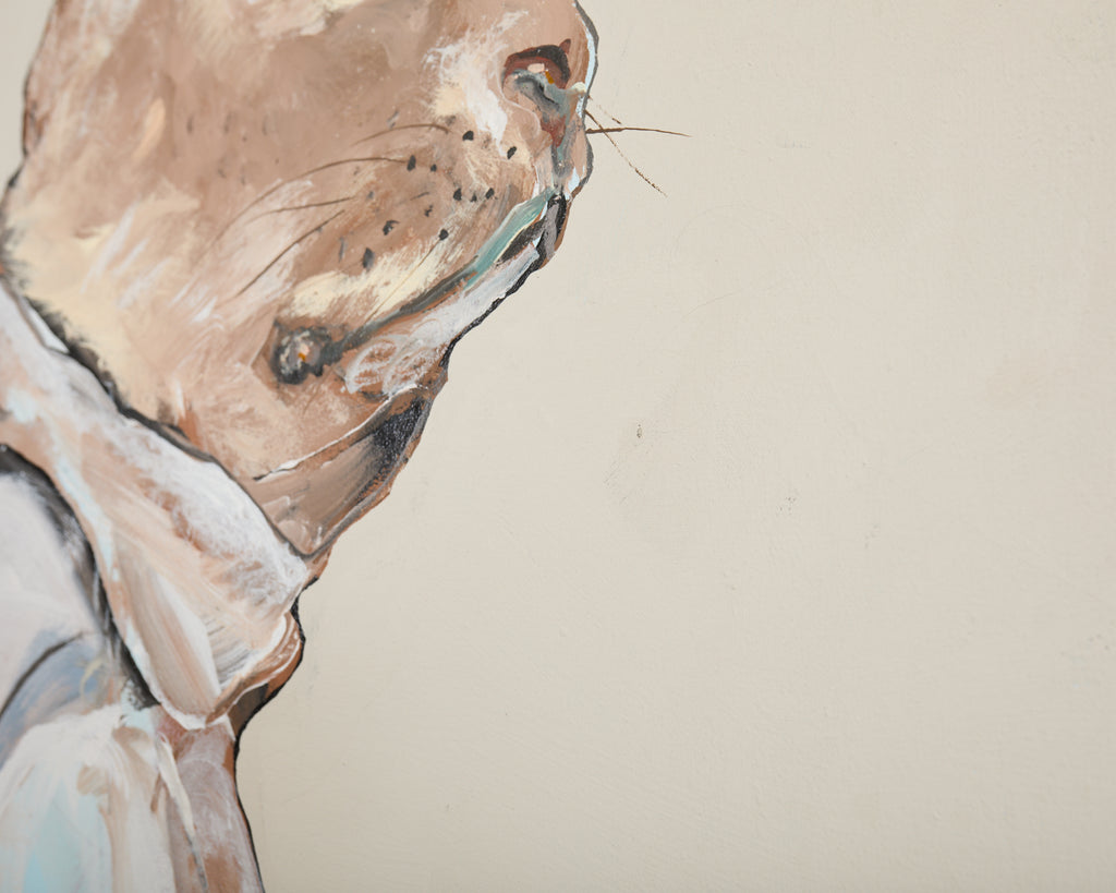 Ira Yeager Bunny in Overalls Oil Canvas 6.5 Ft.