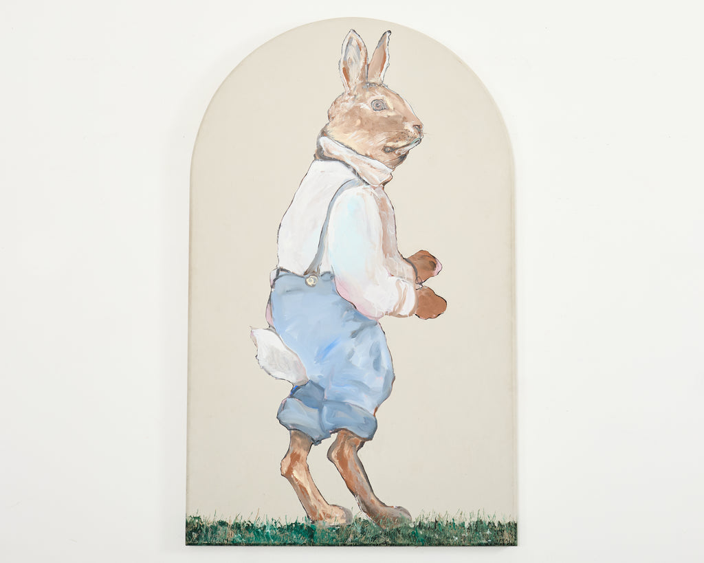 Ira Yeager Bunny in Overalls Oil Canvas 6.5 Ft.