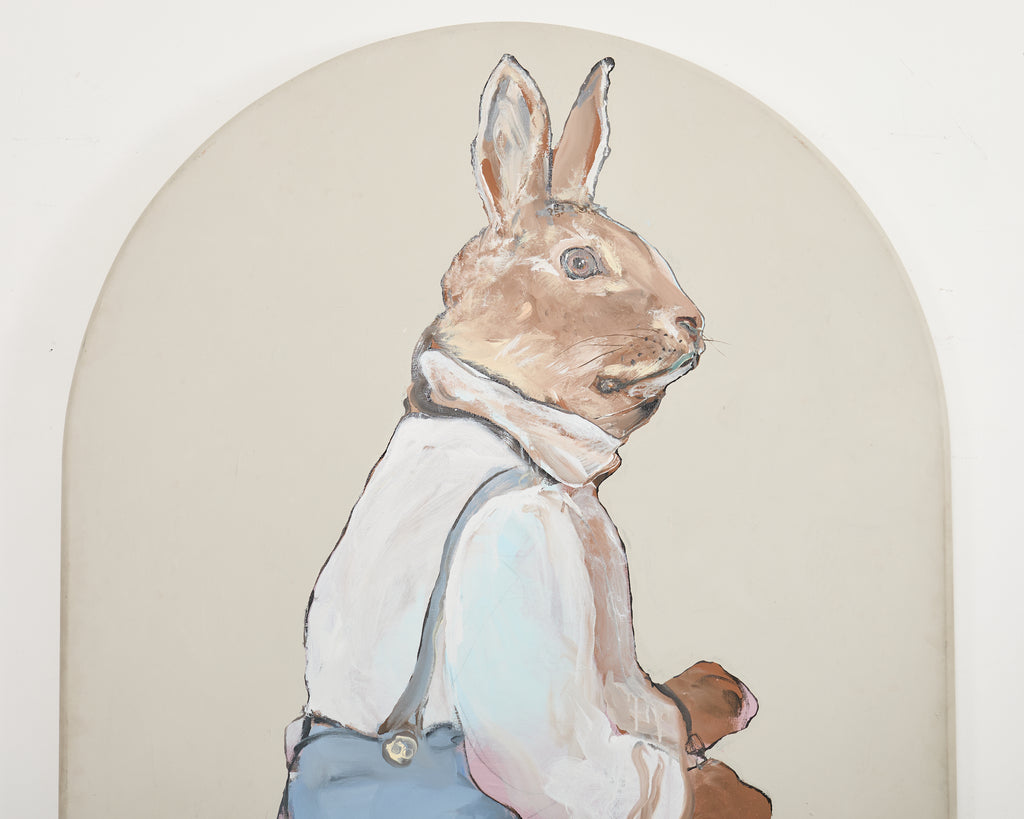 Ira Yeager Bunny in Overalls Oil Canvas 6.5 Ft.