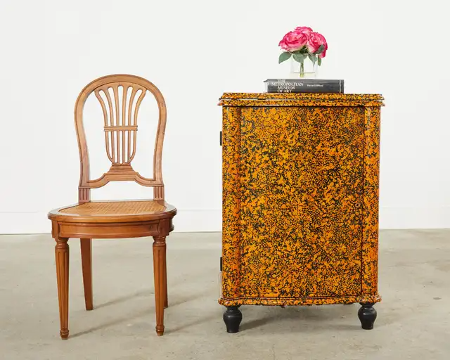 Lacquer Speckled Sewing Table Cupboard by Artist Ira Yeager