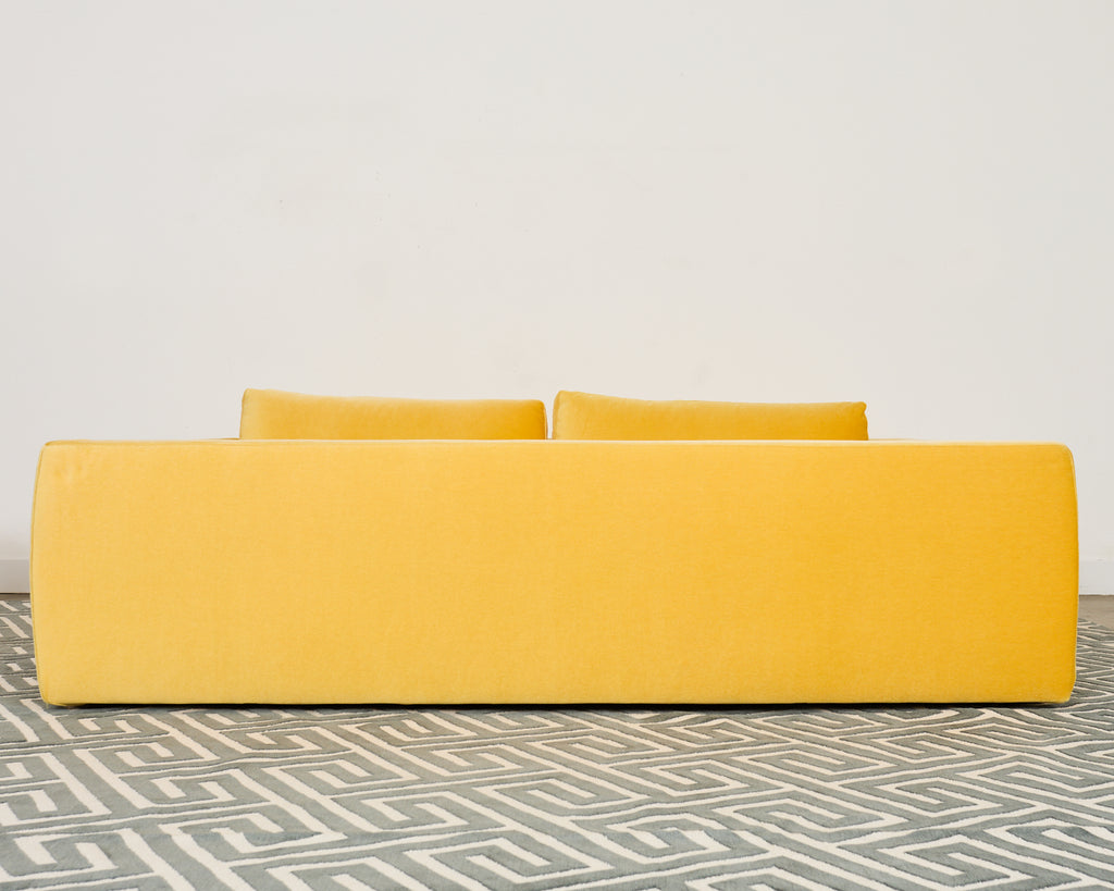 Bespoke Yellow Mohair Velvet Upholstered Sectional Sofa