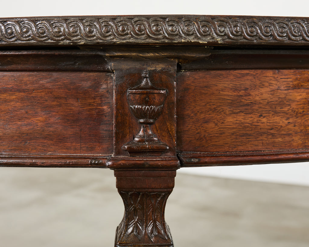 Pair of Italian Neoclassical Walnut Apollo Sunburst Demilunes