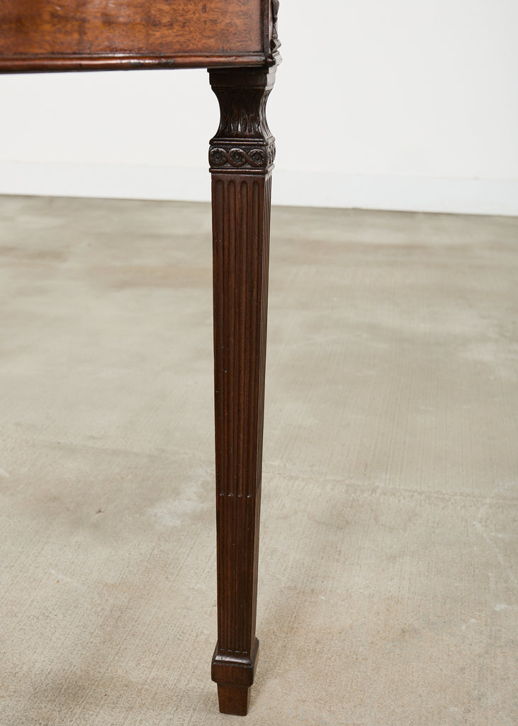 Pair of Italian Neoclassical Walnut Apollo Sunburst Demilunes