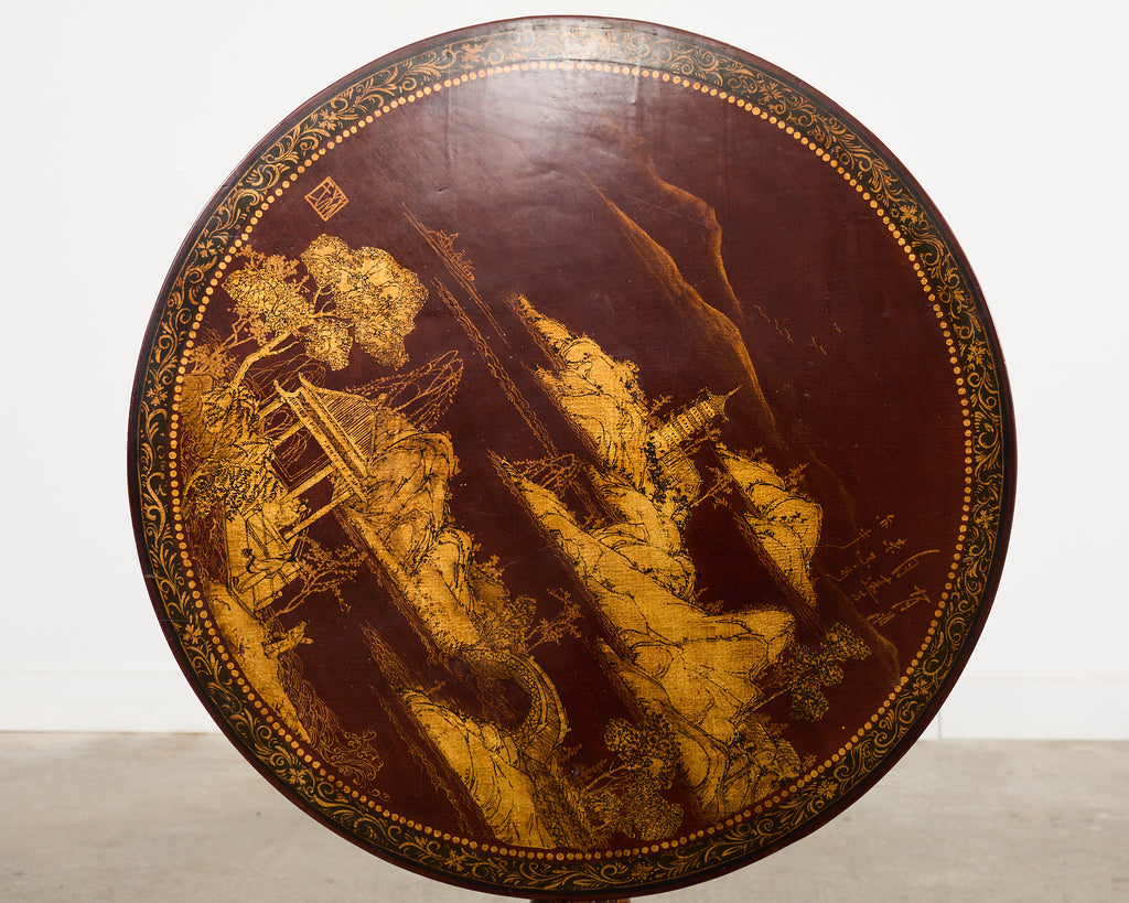 Georgian Style Lacquered Japonisme Tilt Top Center Table