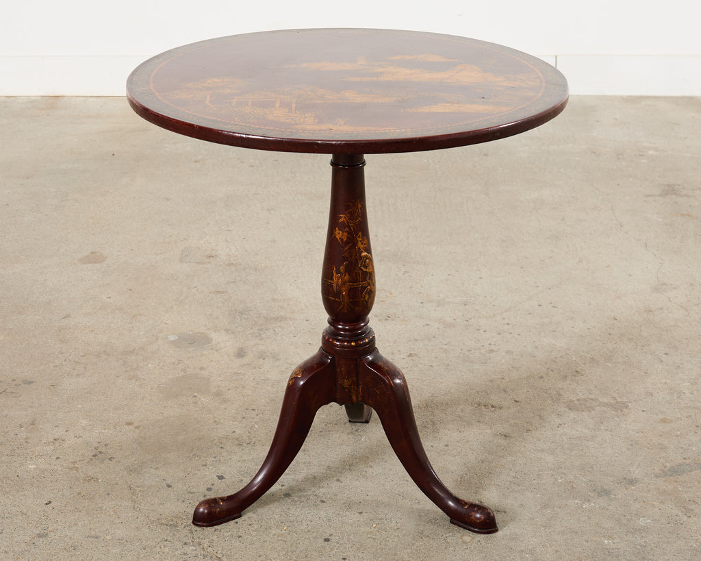 Georgian Style Lacquered Japonisme Tilt Top Center Table