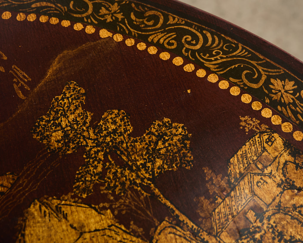 Georgian Style Lacquered Japonisme Tilt Top Center Table