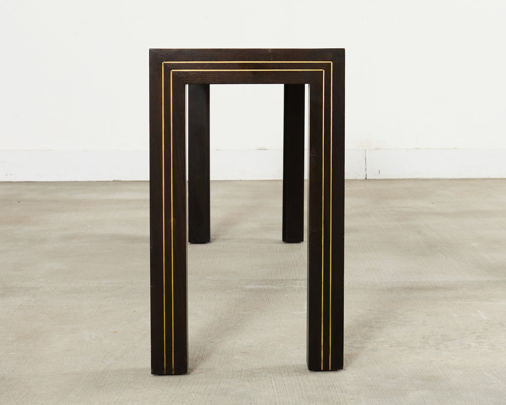 Brass Inlay Parsons Console Table by John Richardson