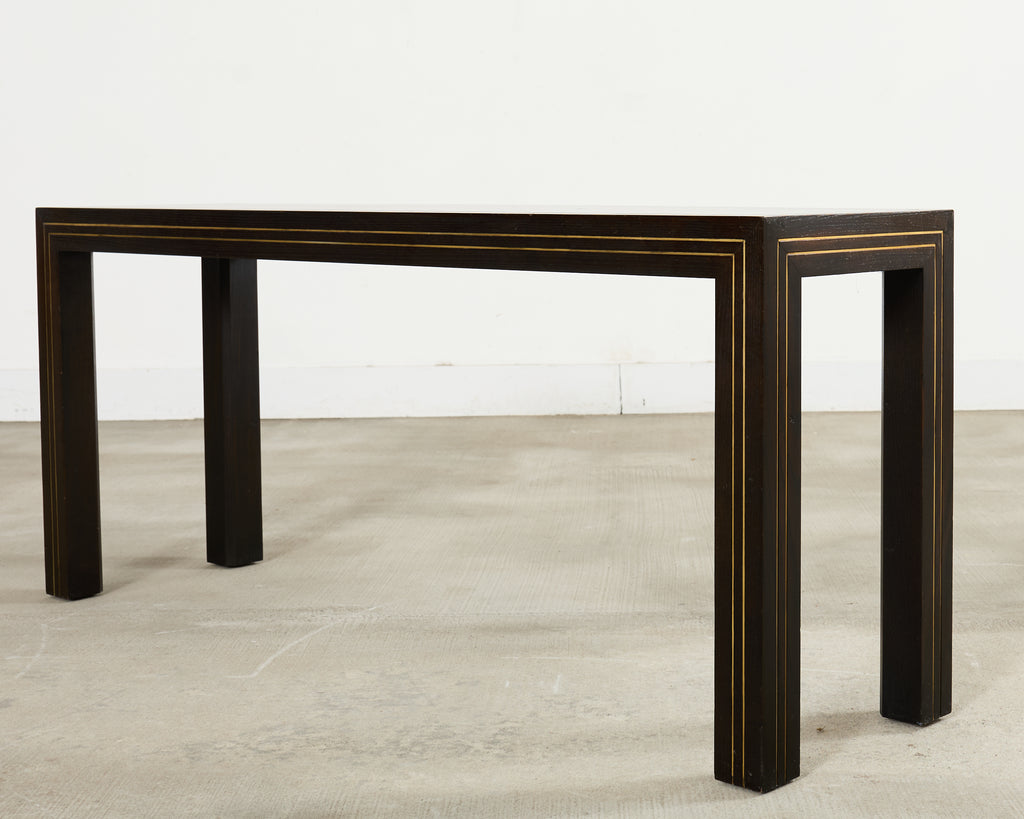 Brass Inlay Parsons Console Table by John Richardson