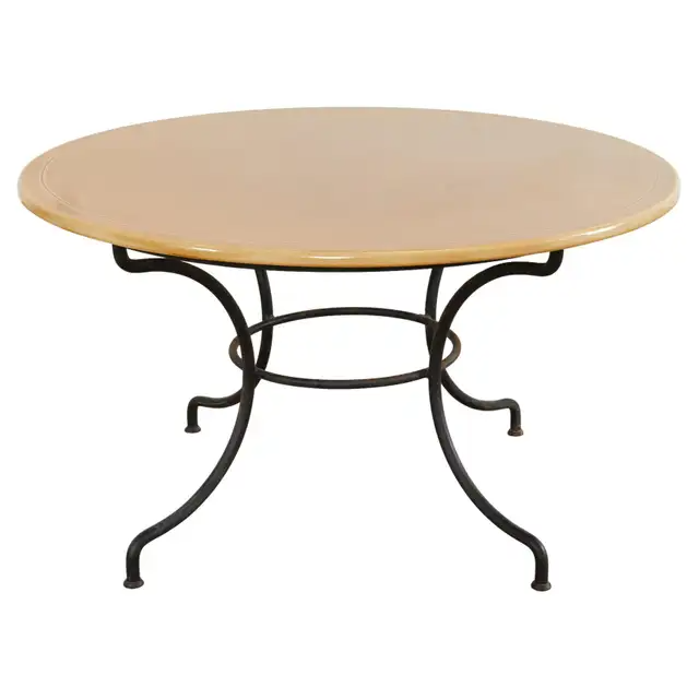 French Enameled Lava Stone Top Garden Dining Table