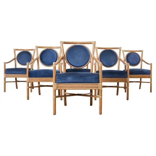 Set of Six Orlando Diaz-Azcuy for McGuire Salon Armchairs
