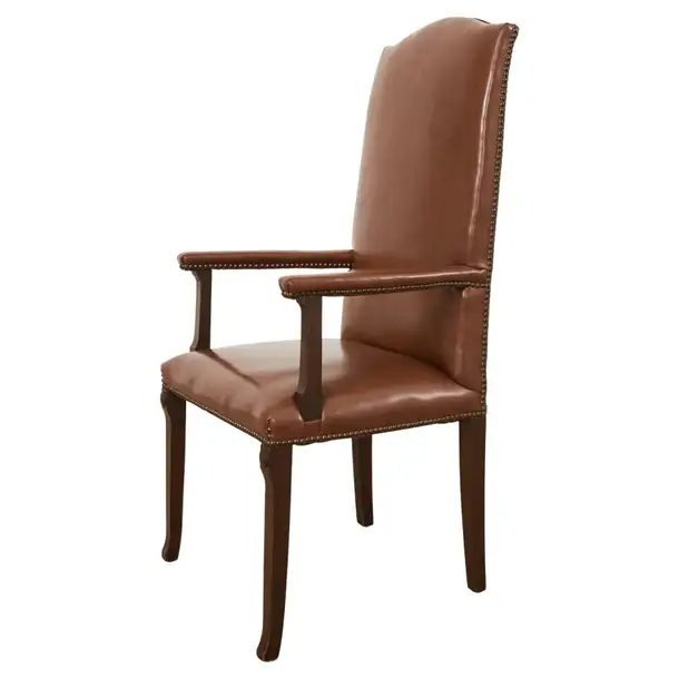 English Georgian Style Faux Leather Naugahyde Hall Chair