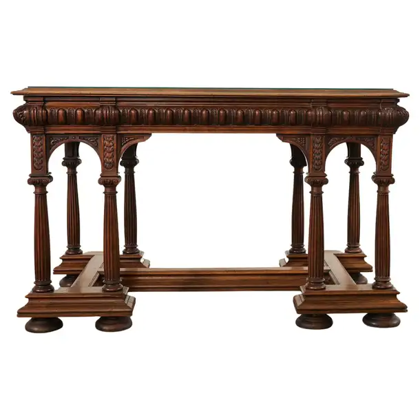 19th Century Neoclassical Style English Oak Library Table Desk