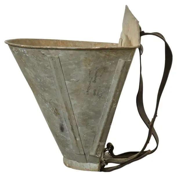 French Zinc Grape Hotte Basket Painted by Ira Yeager