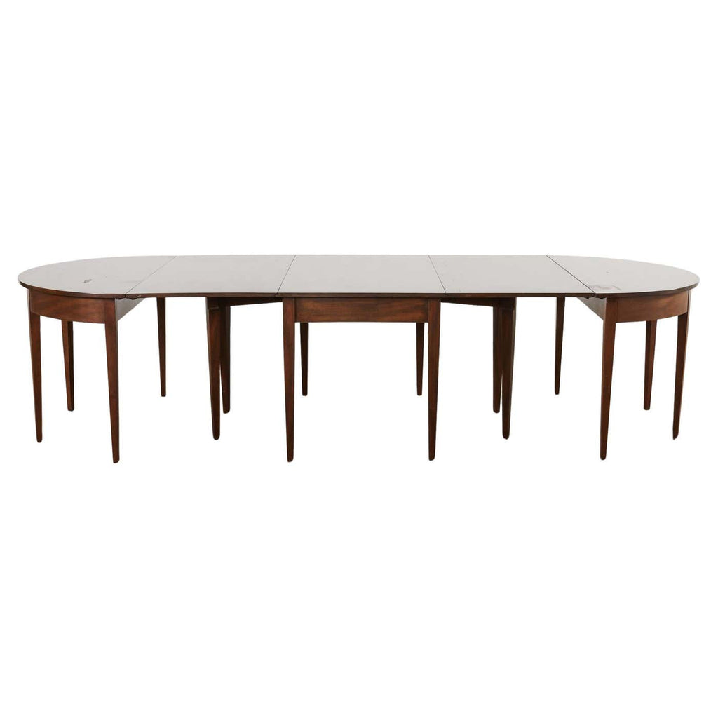English Georgian Style Banquet Dining Table With Demilune Ends