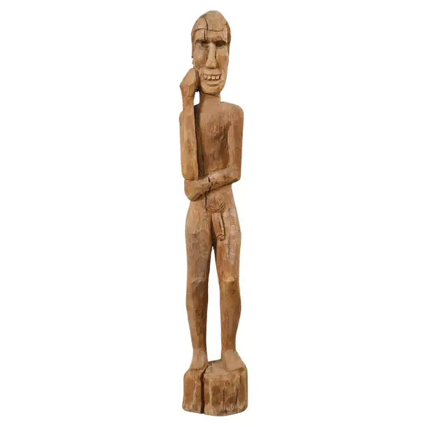 Tribal Style Carved Wood Standing Figure Sculpture
