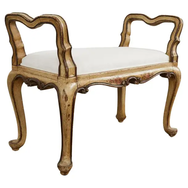 19th Country French Provincial Painted Bench or Footstool