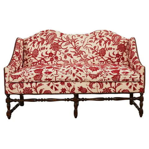 Country English Style Hump Back Crewel Work Settee