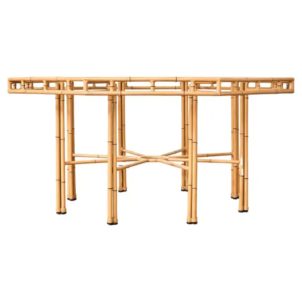 Hollywood Regency Faux Bamboo Octagonal Garden Dining Table