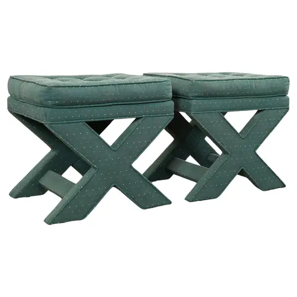 Pair of Billy Baldwin Style Midcentury X-Form Benches