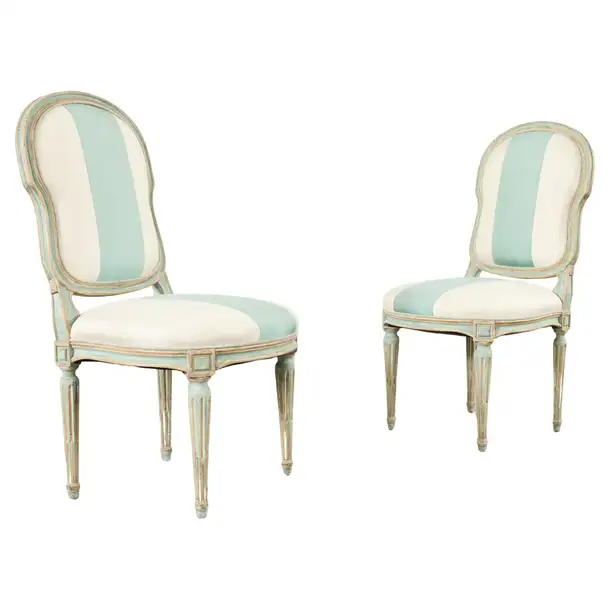 Pair of Dennis & Leen Louis XVI Style Painted Dining Chairs