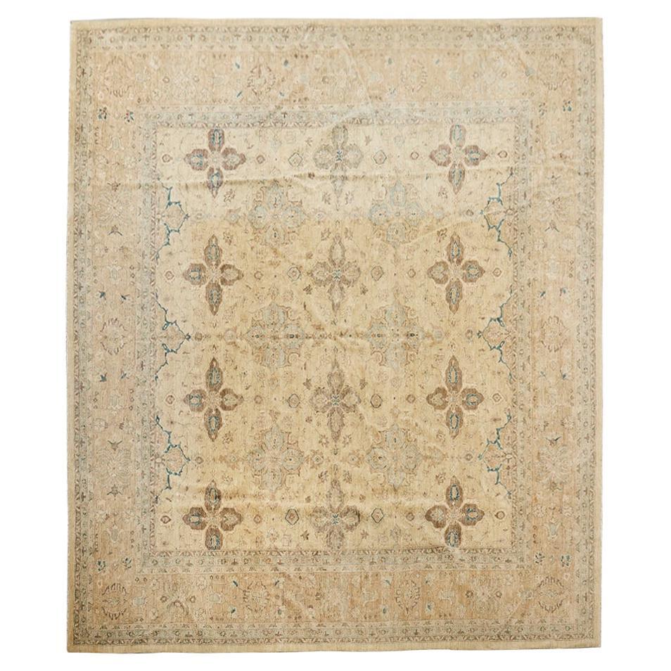 Modern Sultanabad Style Square Rug Stylized Floral Motif