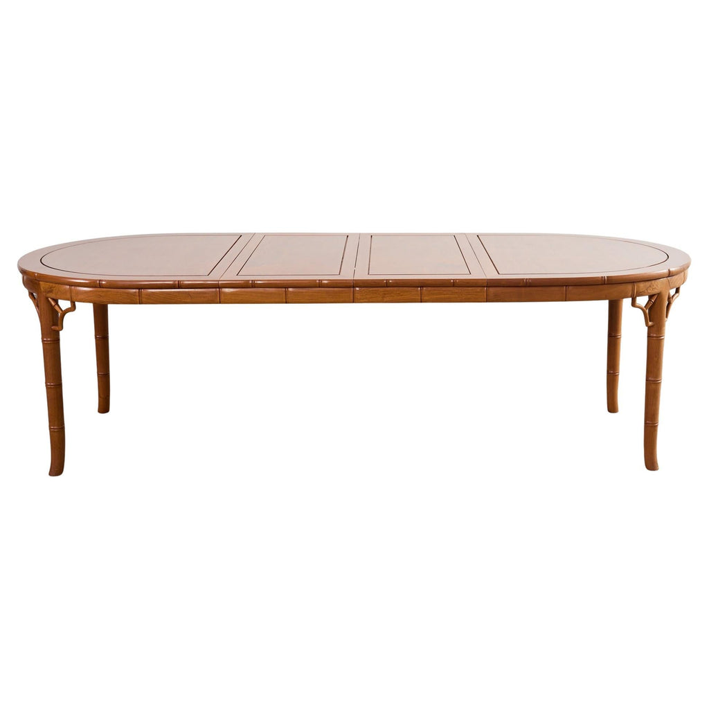 Chinese Chippendale Faux Bamboo Hardwood Extending Dining Table