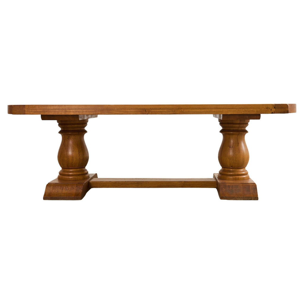 Country French Oak Farmhouse Trestle Dining Table Rounded Ends
